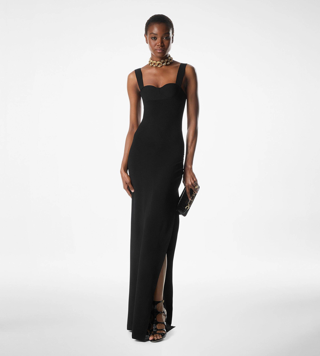 ABENDKLEID AUS STRETCH-VISKOSESTRICK ABENDKLEID AUS STRETCH-VISKOSESTRICK
