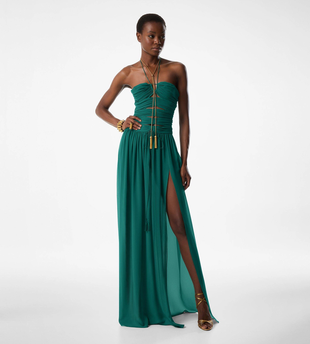 ABENDKLEID MIT KORDELZUG UND CUT-OUT-DETAILS ABENDKLEID MIT KORDELZUG UND CUT-OUT-DETAILS