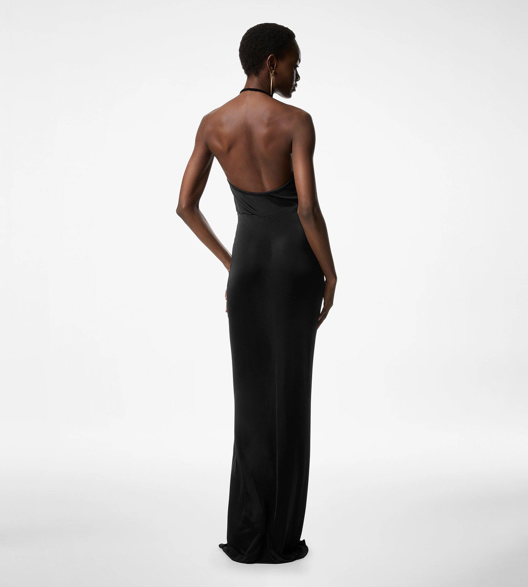 ABENDKLEID MIT V-AUSSCHNITT UND DRAPIERTEM WASSERFALLDETAIL ABENDKLEID MIT V-AUSSCHNITT UND DRAPIERTEM WASSERFALLDETAIL