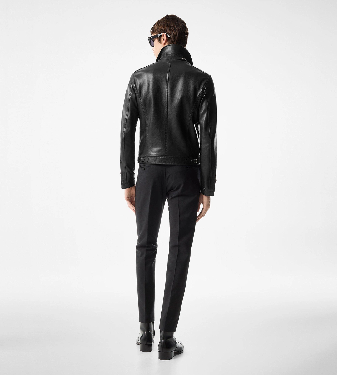 BLOUSON AUS NARBENEM LEDER MIT KONTRAST-REISSVERSCHLUSS BLOUSON AUS NARBENEM LEDER MIT KONTRAST-REISSVERSCHLUSS