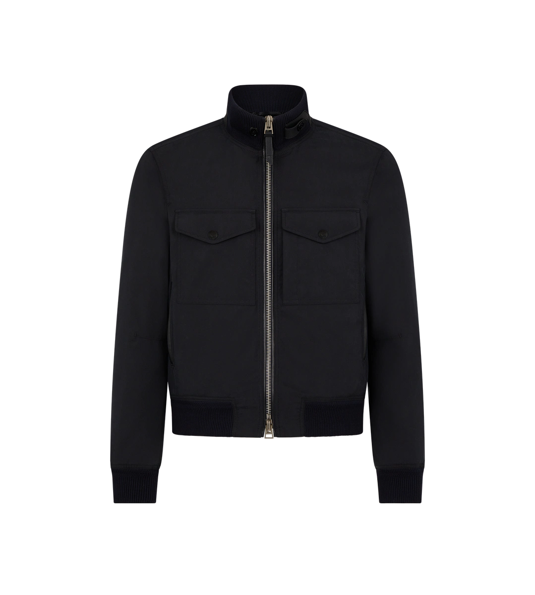 BLOUSON AUS SEIDENSTRICK MIT DUNKELGEFARBENER BESATZUNG BLOUSON AUS SEIDENSTRICK MIT DUNKELGEFARBENER BESATZUNG