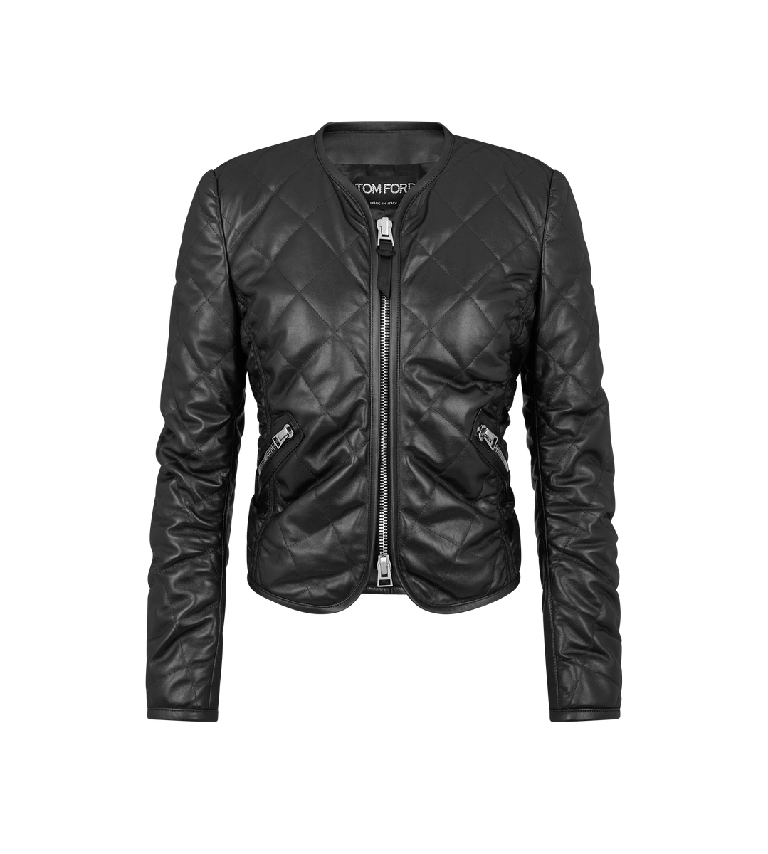 GESTEPPTE KRAGENLOSE LEDERJACKE GESTEPPTE KRAGENLOSE LEDERJACKE