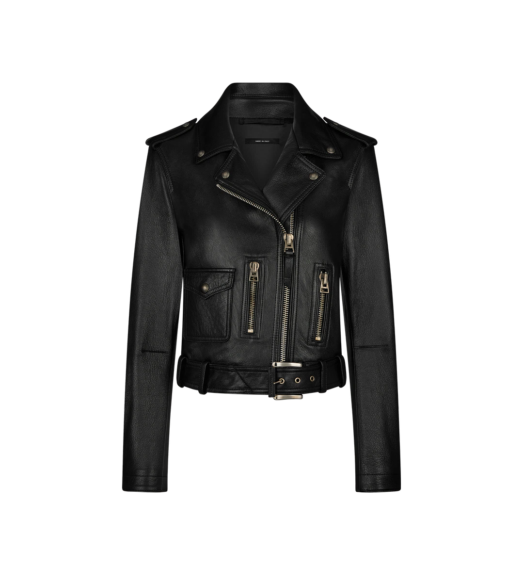 GLÄNZENDE BIKERJACKE AUS PLONGE-LEDER GLÄNZENDE BIKERJACKE AUS PLONGE-LEDER