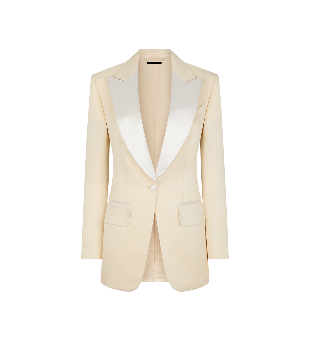GLÄNZENDES EINREIHIGES SMOKINGJACKET „BIANCA“ AUS BARATHEA-SEIDENMISCHUNG GLÄNZENDES EINREIHIGES SMOKINGJACKET „BIANCA“ AUS BARATHEA-SEIDENMISCHUNG