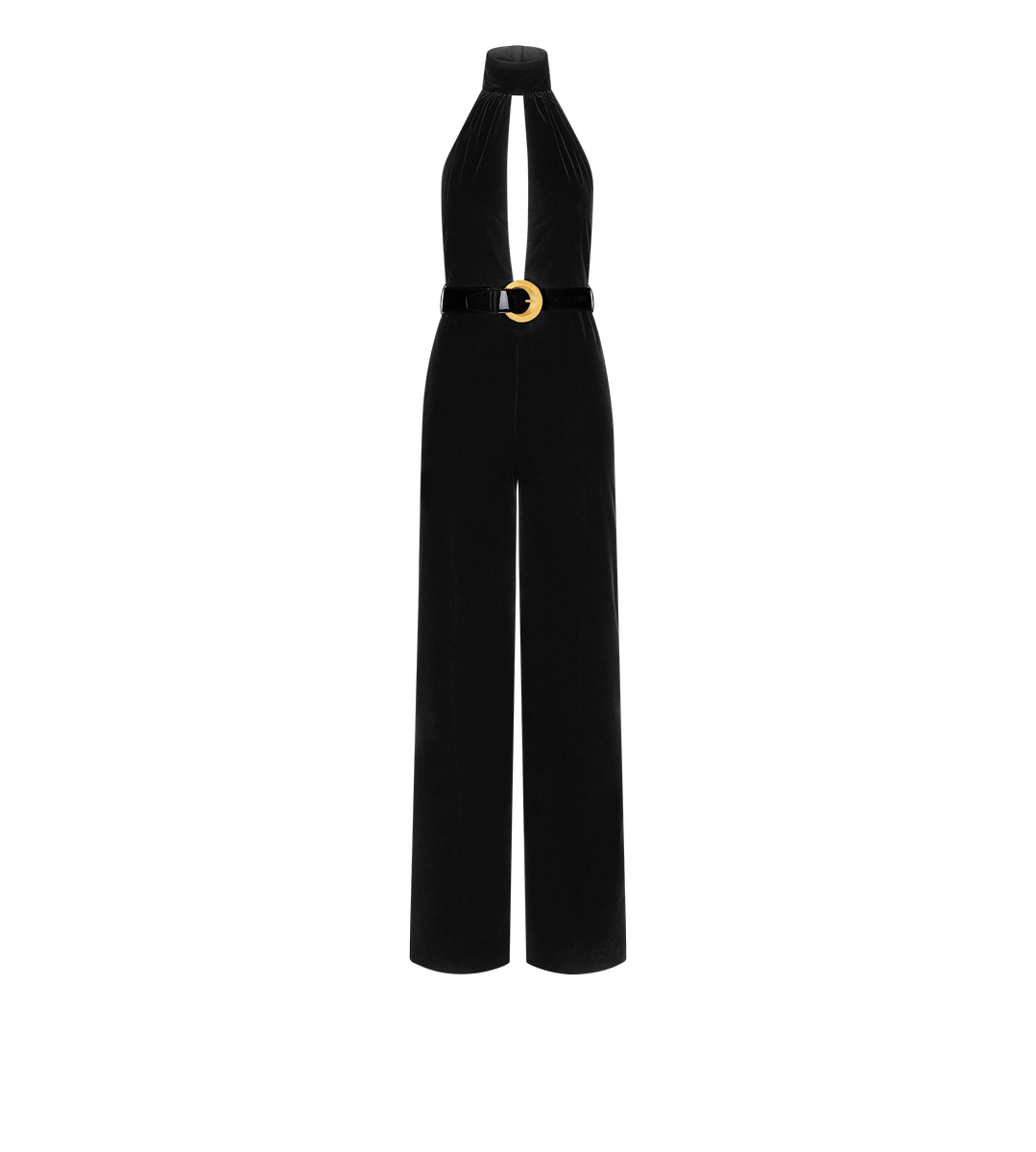 JUMPSUIT AUS STRETCH-SAMT MIT GÜRTEL JUMPSUIT AUS STRETCH-SAMT MIT GÜRTEL