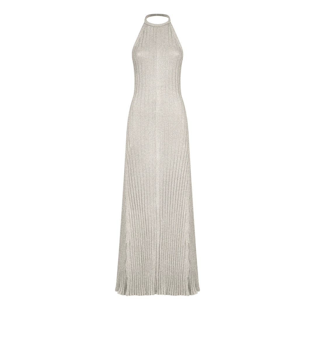LANGES NECKHOLDER-KLEID MIT OFFENEM RÜCKEN UND TOM FORD METALLPLATTE