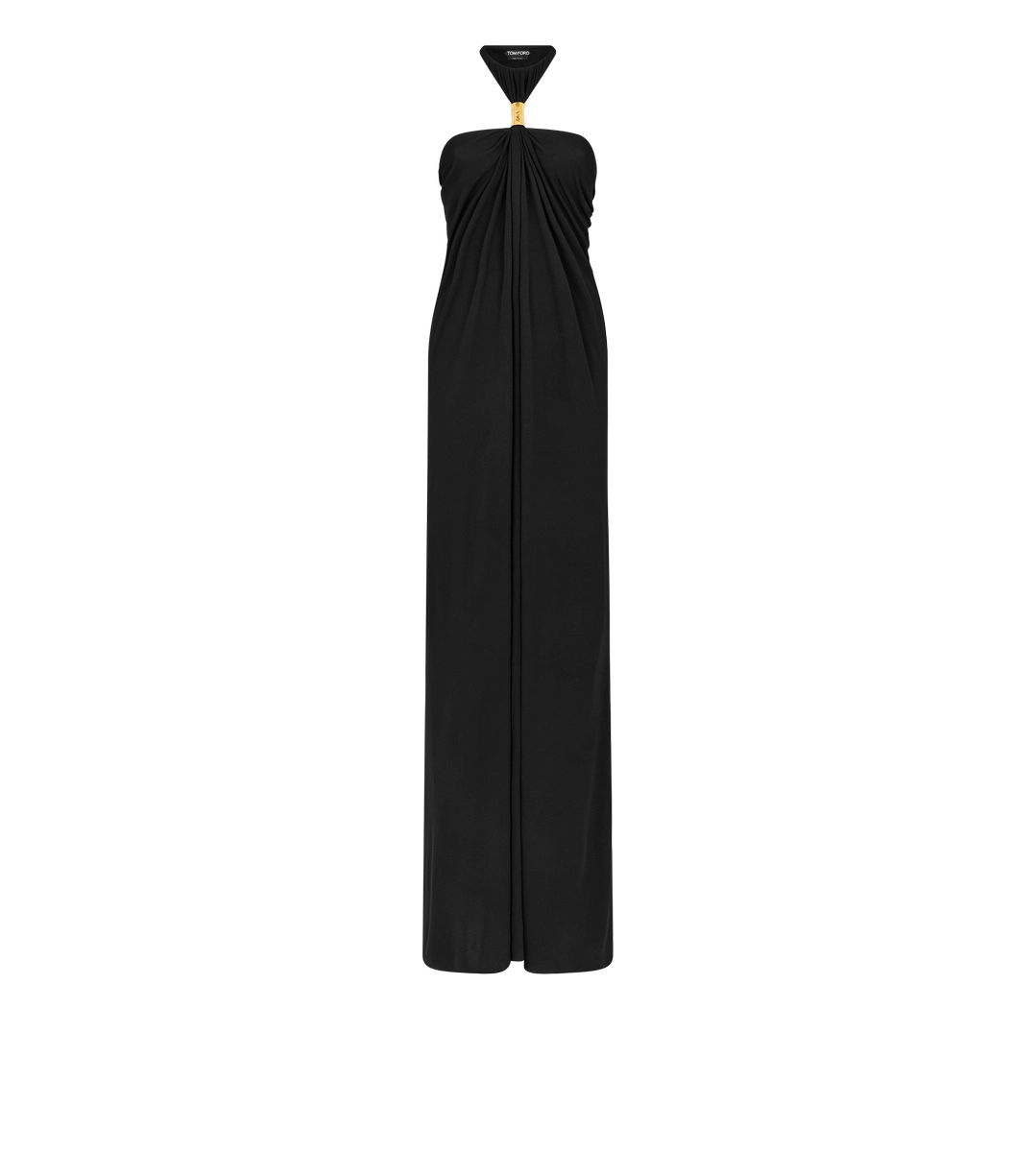 Neckholder-Abendkleid mit Metallbeschlägen Neckholder-Abendkleid mit Metallbeschlägen