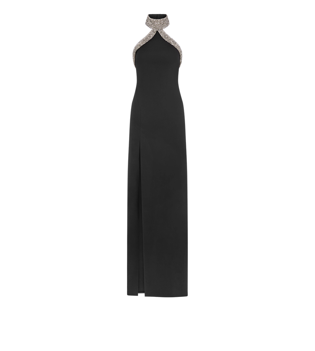 Neckholder-Abendkleid mit tiefem Seitenschlitz Neckholder-Abendkleid mit tiefem Seitenschlitz