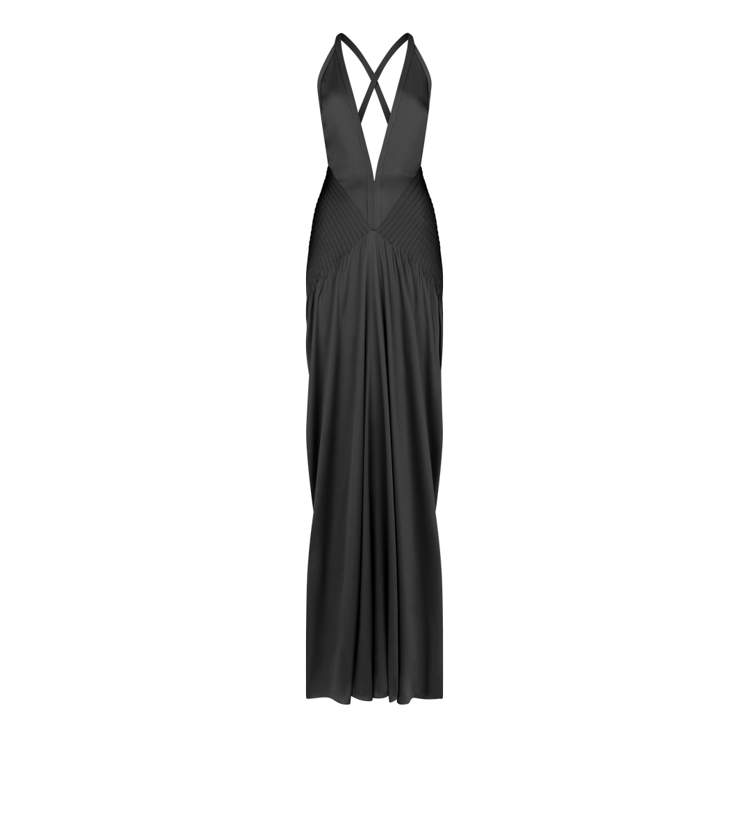 Neckholder-Abendkleid mit tiefem V-Ausschnitt und Seitenschlitzen Neckholder-Abendkleid mit tiefem V-Ausschnitt und Seitenschlitzen