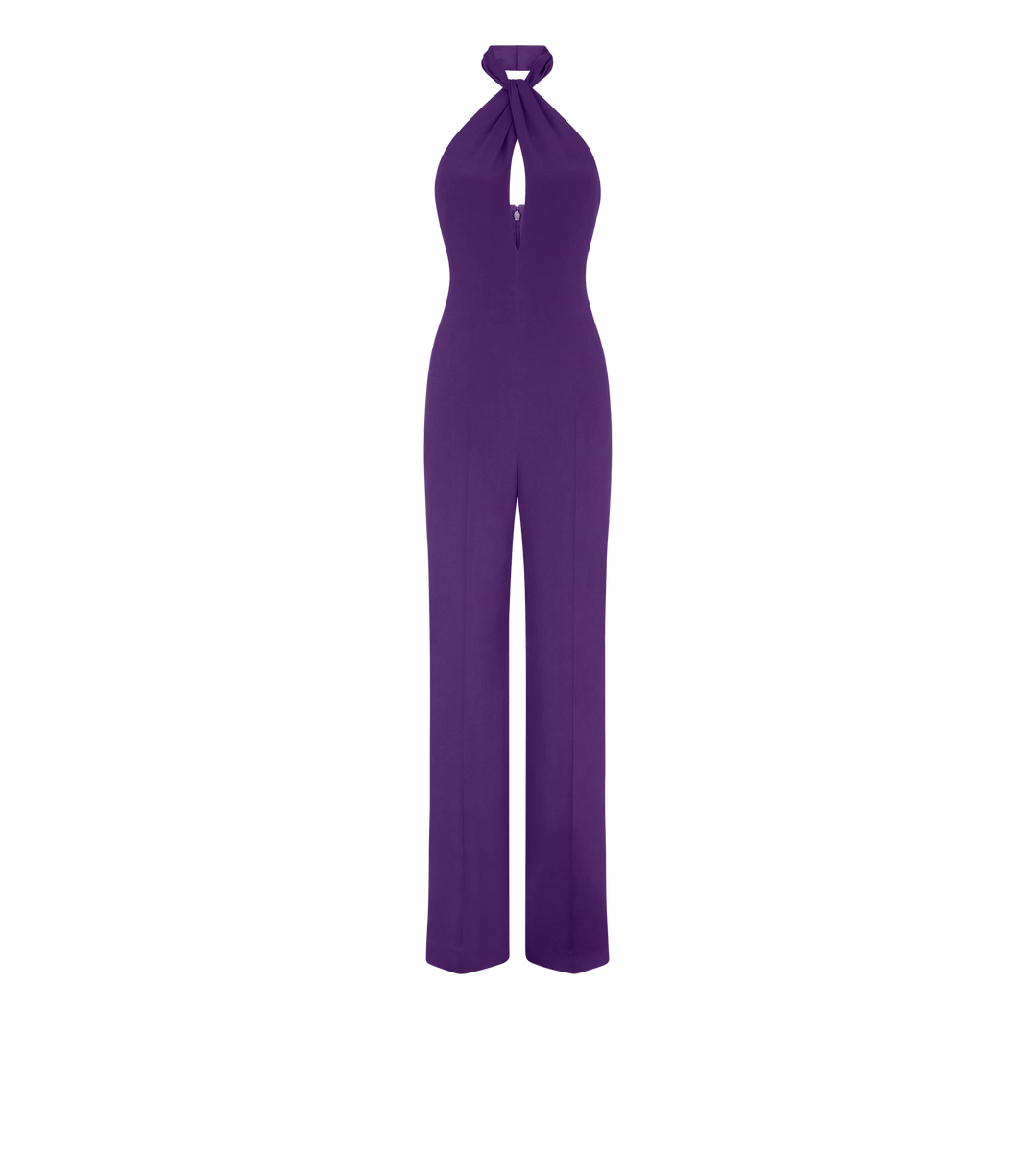 Neckholder-Jumpsuit aus Seide mit Twist-Front Neckholder-Jumpsuit aus Seide mit Twist-Front