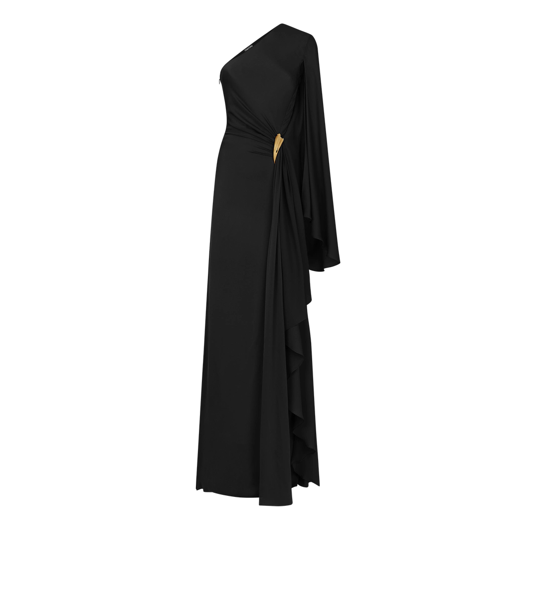 ONE-SHOULDER-ABENDKLEID MIT CAPE UND LIZA-HARDWARE-DETAIL ONE-SHOULDER-ABENDKLEID MIT CAPE UND LIZA-HARDWARE-DETAIL