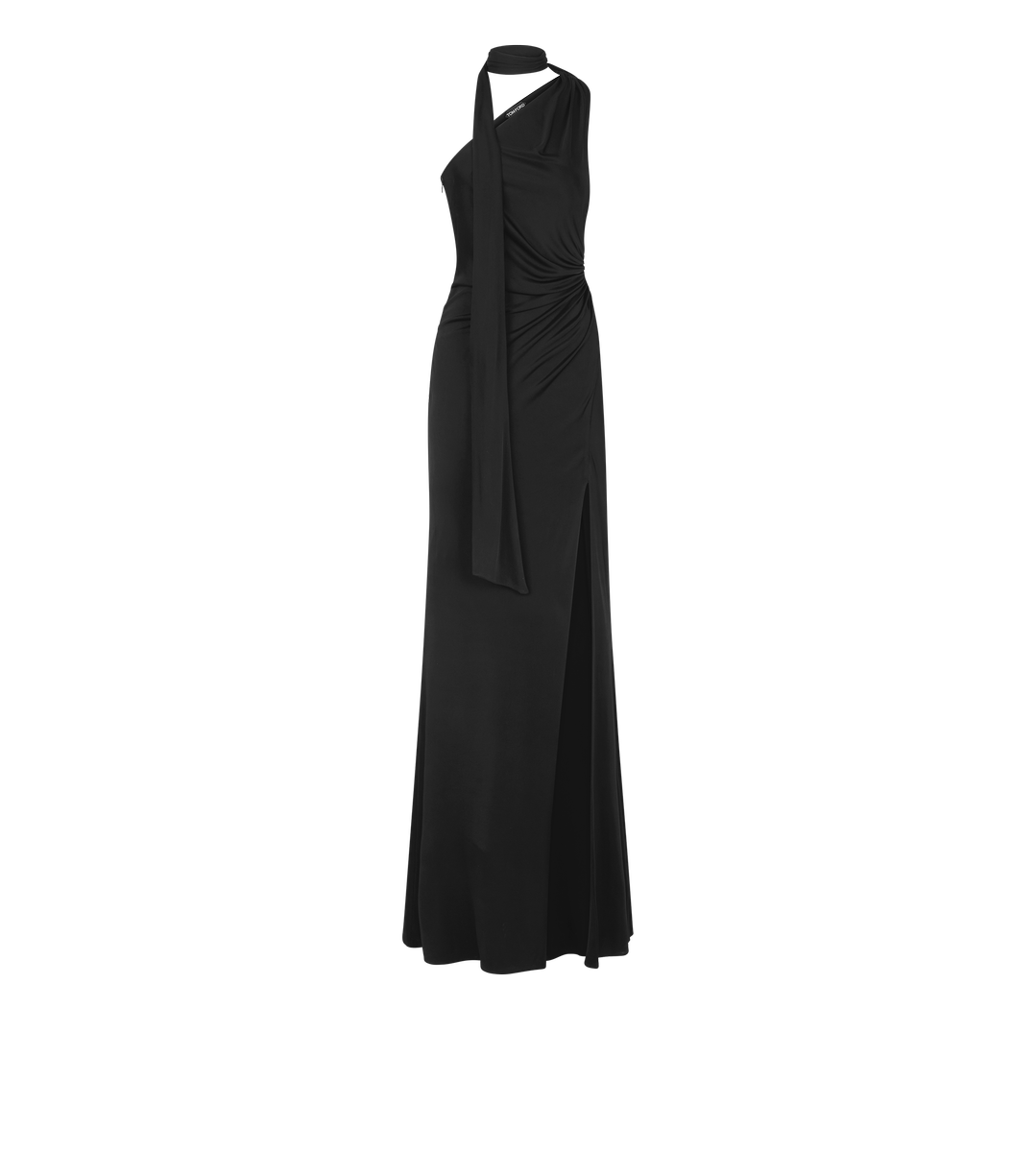 ONE-SHOULDER-ABENDKLEID MIT SCHAL-DETAIL