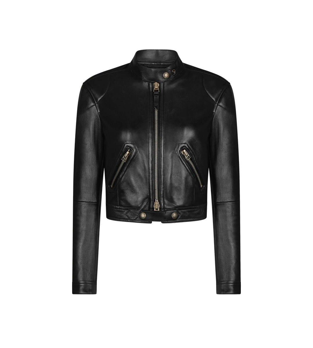 Rennfahrerjacke aus glänzendem, getauchtem Leder mit Reißverschluss Rennfahrerjacke aus glänzendem, getauchtem Leder mit Reißverschluss