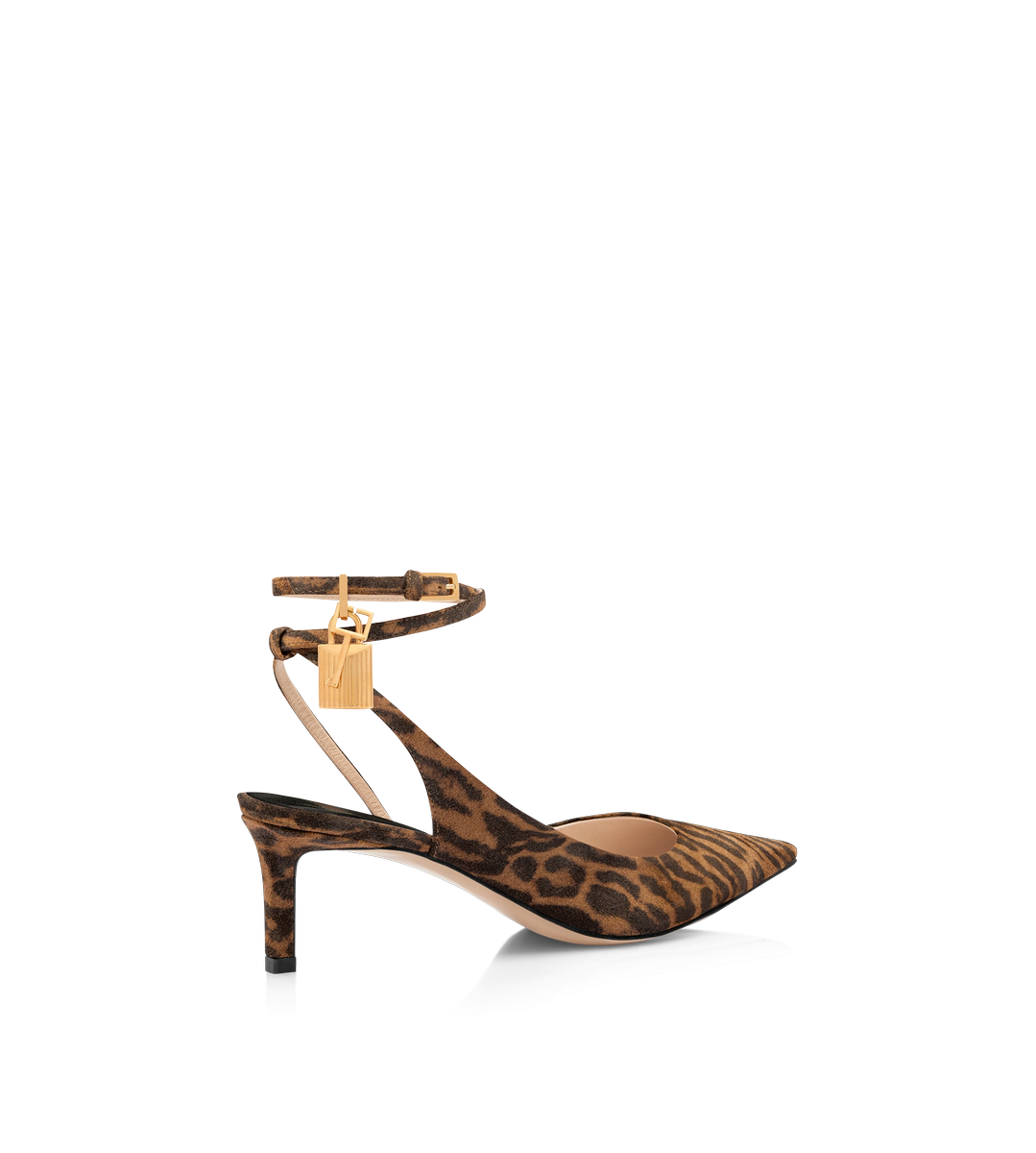 SLINGBACK-SCHUH AUS WILDLEDER MIT OZELOT-PRINT UND VORHÄNGESCHLOSS SLINGBACK-SCHUH AUS WILDLEDER MIT OZELOT-PRINT UND VORHÄNGESCHLOSS
