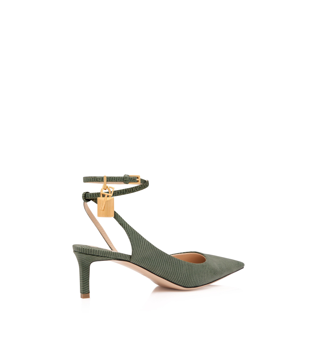 SLINGBACK-SCHUH AUS WILDLEDER MIT VORHÄNGESCHLOSS IN EIDECHSENOPTIK SLINGBACK-SCHUH AUS WILDLEDER MIT VORHÄNGESCHLOSS IN EIDECHSENOPTIK