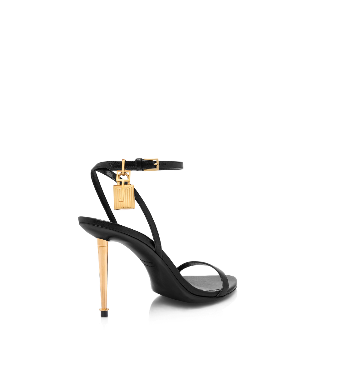 SPITZE NAKED-SANDALE AUS GLÄNZENDEM LEDER MIT VORHÄNGESCHLOSS, 85 MM SPITZE NAKED-SANDALE AUS GLÄNZENDEM LEDER MIT VORHÄNGESCHLOSS, 85 MM