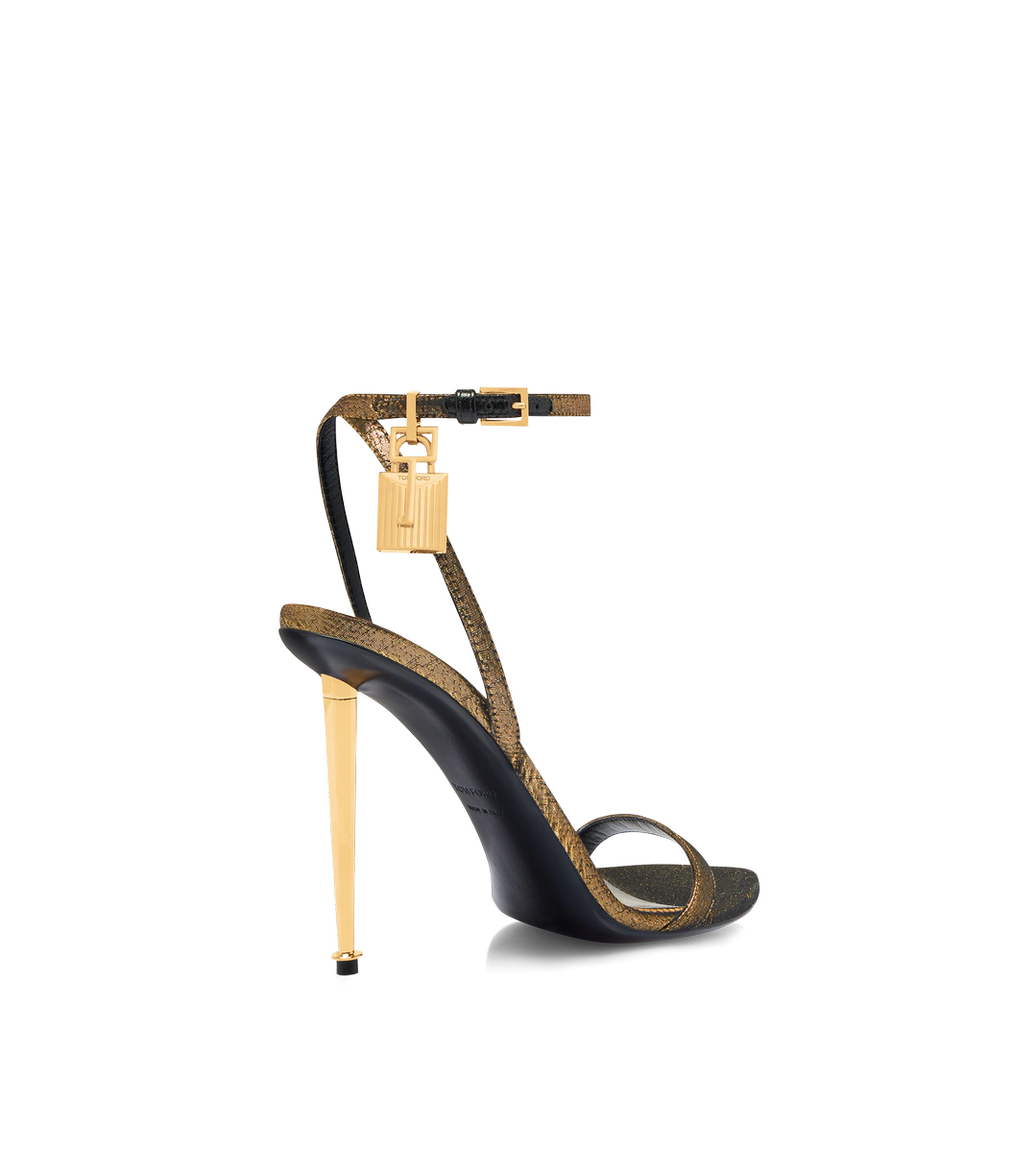 SPITZE NAKED-SANDALEN AUS STOFF MIT HÄMMERUNGSEFFEKT UND VORHÄNGESCHLOSS SPITZE NAKED-SANDALEN AUS STOFF MIT HÄMMERUNGSEFFEKT UND VORHÄNGESCHLOSS