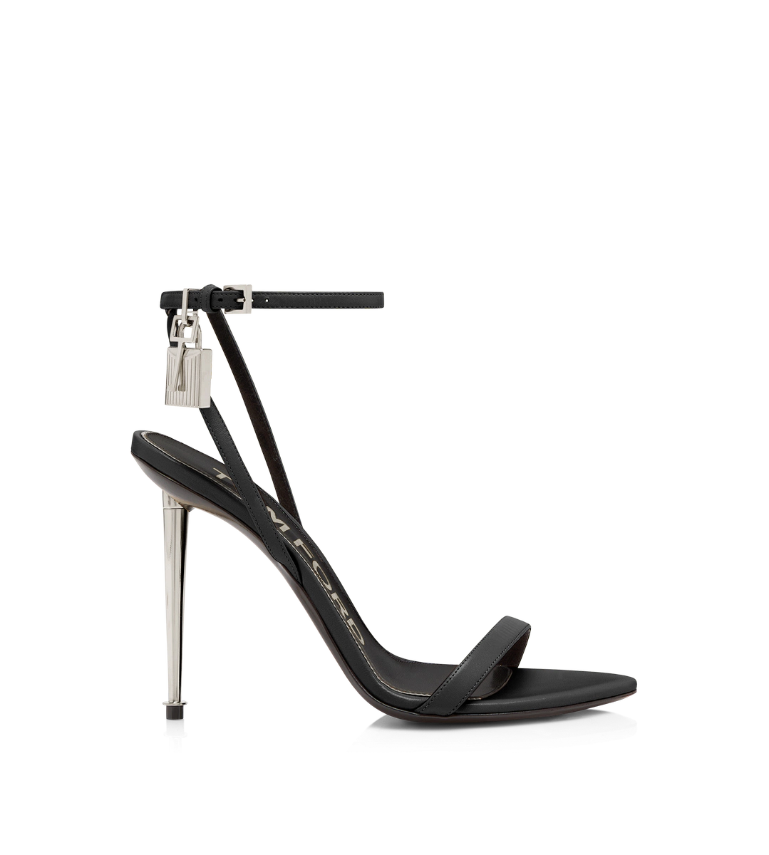 SPITZE SANDALE AUS GLÄNZENDEM LEDER MIT VORHÄNGESCHLOSS SPITZE SANDALE AUS GLÄNZENDEM LEDER MIT VORHÄNGESCHLOSS