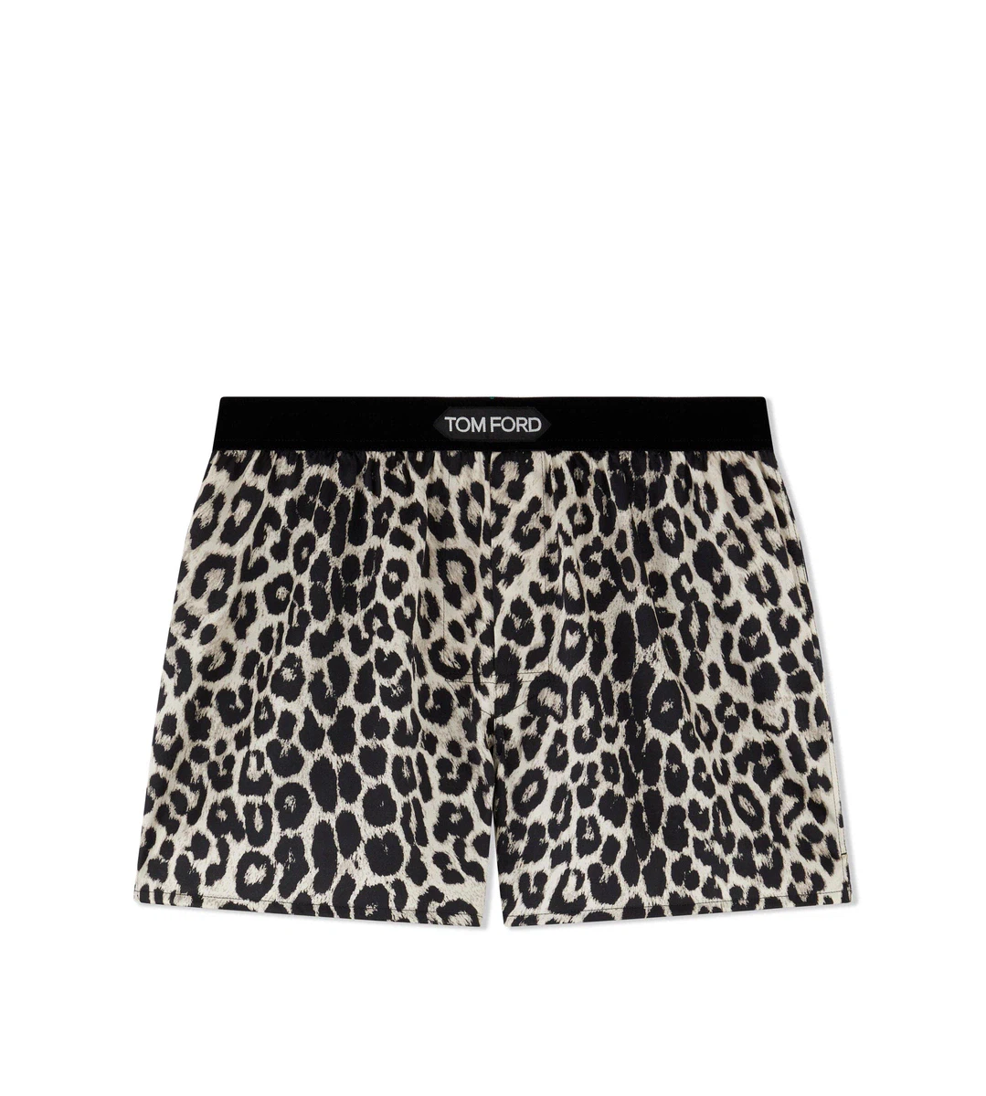 Seidenboxershorts mit Schneeleoparden-Print Seidenboxershorts mit Schneeleoparden-Print