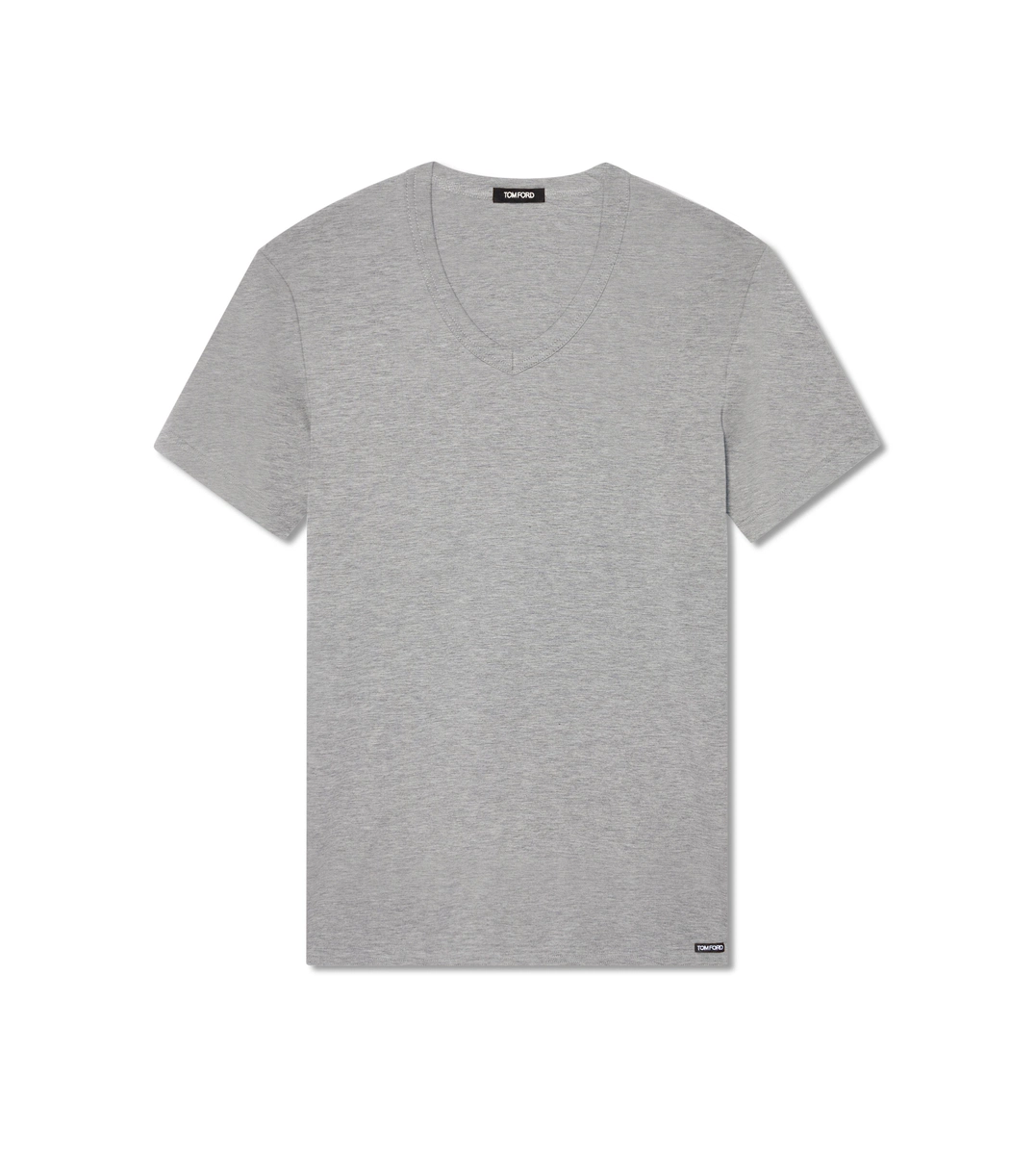 T-SHIRT AUS BAUMWOLLE MIT V-AUSSCHNITT T-SHIRT AUS BAUMWOLLE MIT V-AUSSCHNITT