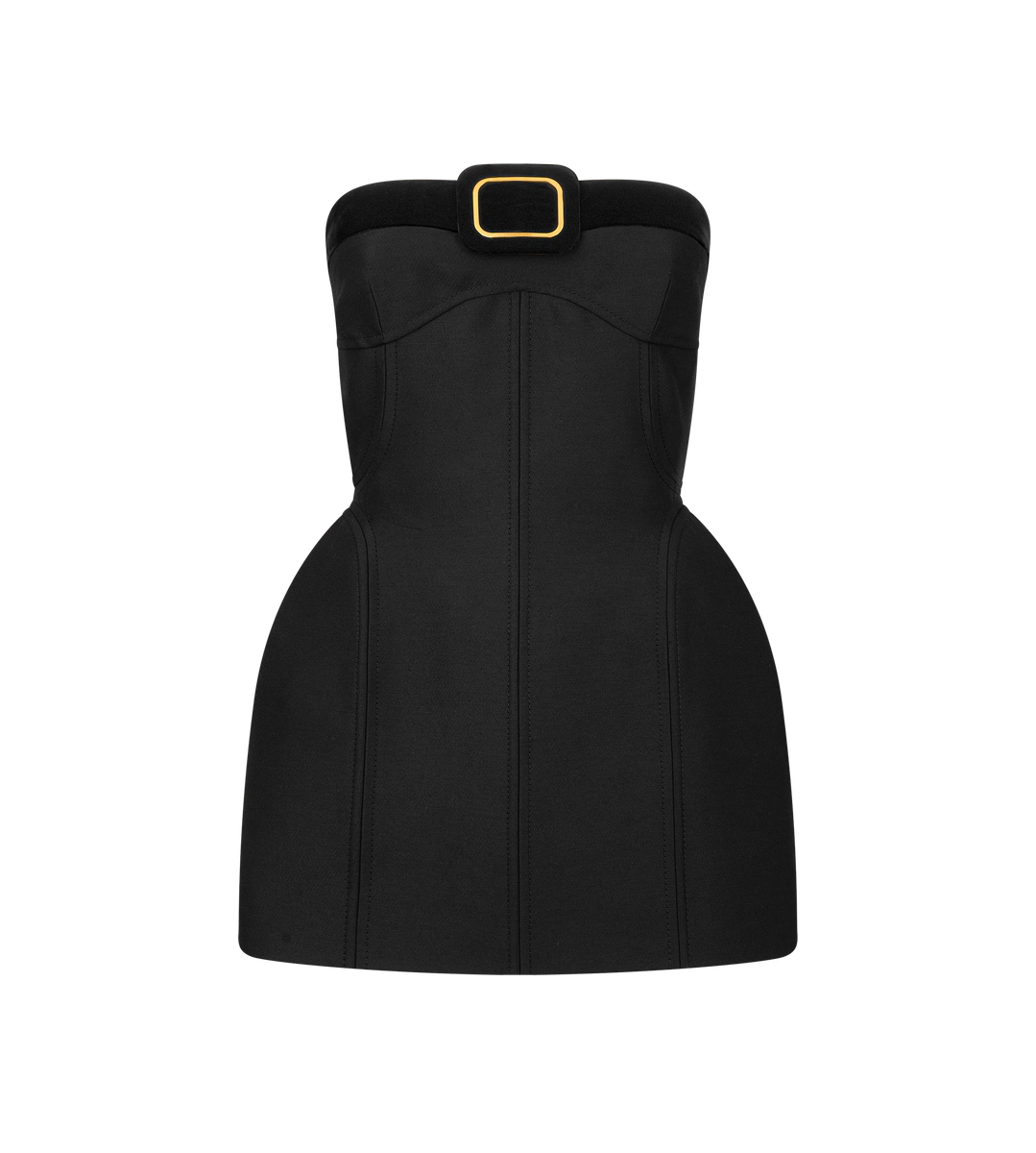 TRÄGERLOSES MINI-COCKTAILKLEID MIT SCHNALLENDETAIL TRÄGERLOSES MINI-COCKTAILKLEID MIT SCHNALLENDETAIL