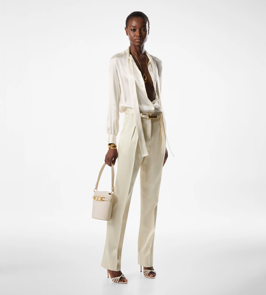Tailored-Faltenhose aus Seiden- und Wolltwill Tailored-Faltenhose aus Seiden- und Wolltwill