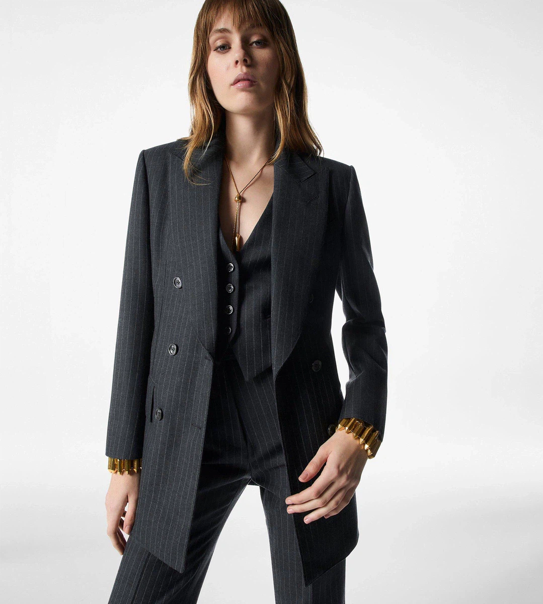 Zweireihige Jacke aus Wollflanell „Bianca“ mit Streifen Zweireihige Jacke aus Wollflanell „Bianca“ mit Streifen