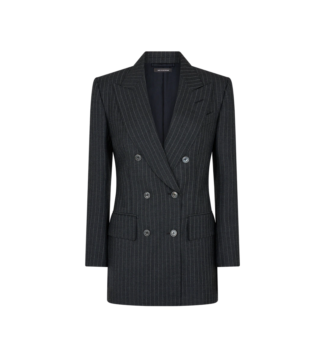 Zweireihige Jacke aus Wollflanell „Bianca“ mit Streifen Zweireihige Jacke aus Wollflanell „Bianca“ mit Streifen